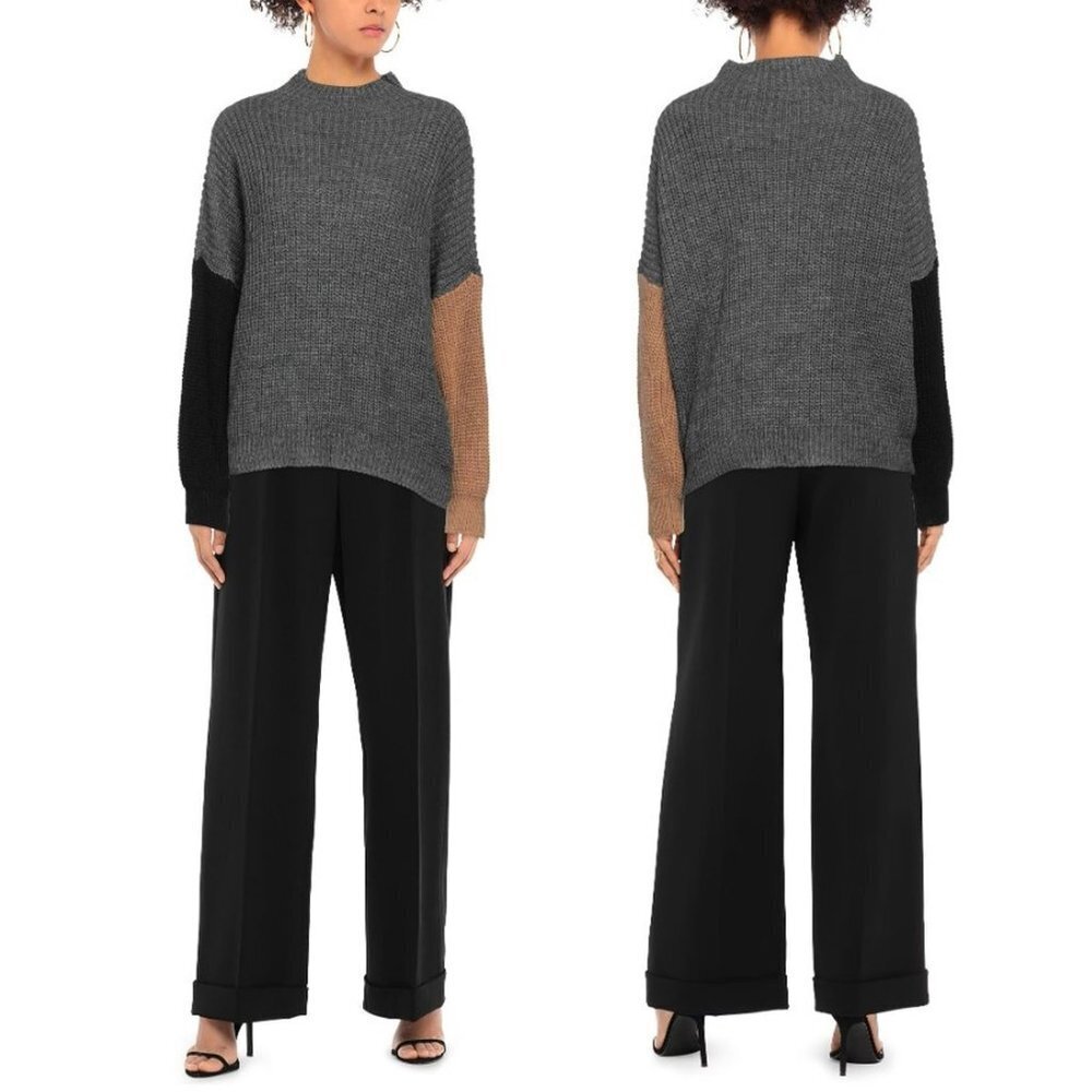 NWT New $262 BIANCOGHIACCIO Colorblock Wool Blend Sweater Size M Made In Italy